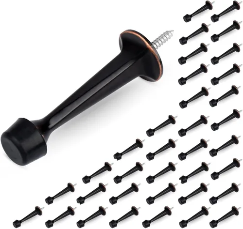Miniatura 23 de HOMOTEK - Paquete de 12 topes de puerta rígidos sólidos resistentes con punta de goma suave, tope de puerta de zinc fundido para proteger la pared