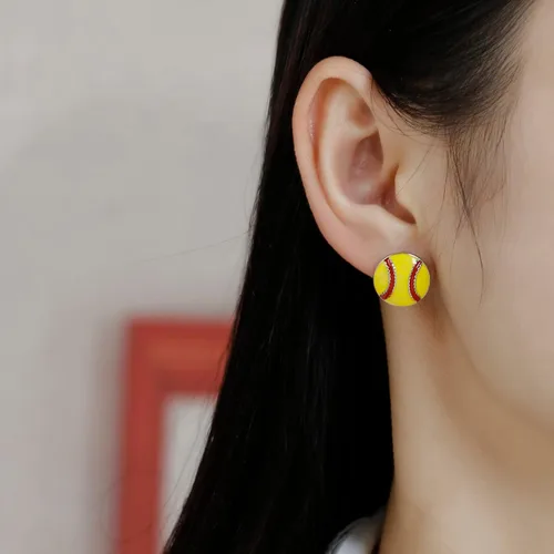 Miniatura 2 de RUOFFETA Aretes colgantes de pelota deportiva, aretes de fútbol, aretes de baloncesto, aretes de voleibol de béisbol, para mujer, regalo