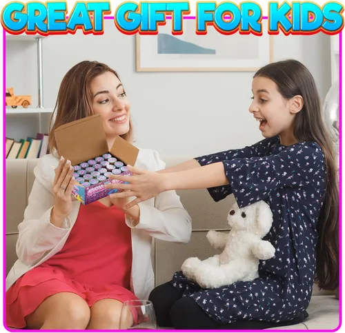 Miniatura 6 de Mini masilla con purpurina – Paquete a granel de 48 mini limo para niños recuerdos de fiesta en varios colores neón arcoíris para fiesta