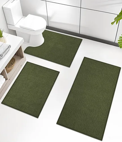 Miniatura 98 de Chakme Juego de 2 alfombras de baño ultrafinas, absorbentes, antideslizantes, lavables a máquina, color negro, 17 x 24 pulgadas / 17 x 30 pulgadas
