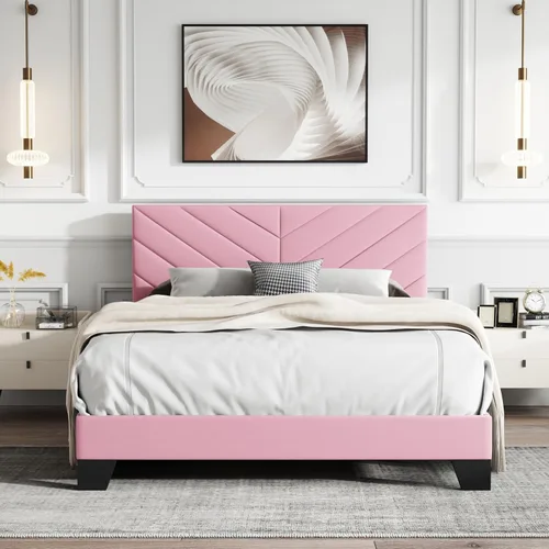 Miniatura 10 de IOILORI Base de cama de tamaño matrimonial con cabecera tapizada, listones de madera resistentes, silencioso, no requiere resortes, fácil de montar