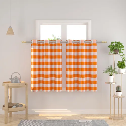 Miniatura 67 de Cortinas de 24 pulgadas de largo con diseño Buffalo Check Gingham Plaid para ventanas de cocina y baño, tratamiento para ventanas con 2 paneles