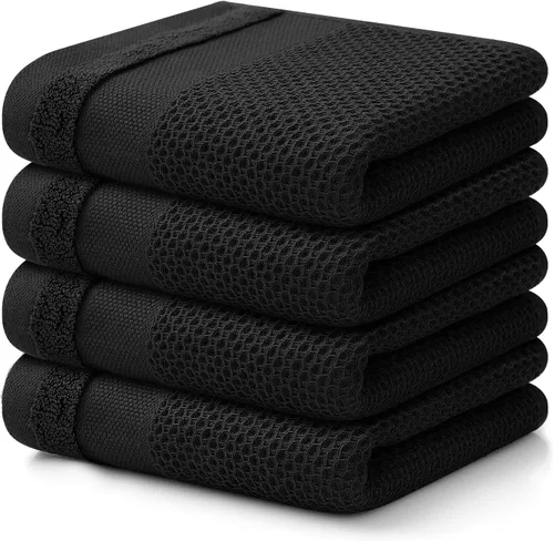 Homaxy - Toallas de cocina 100% de algodón con tejido de punto gofre, 13 x 28 pulgadas, súper absorbentes y lavables a máquina, para secar platos,