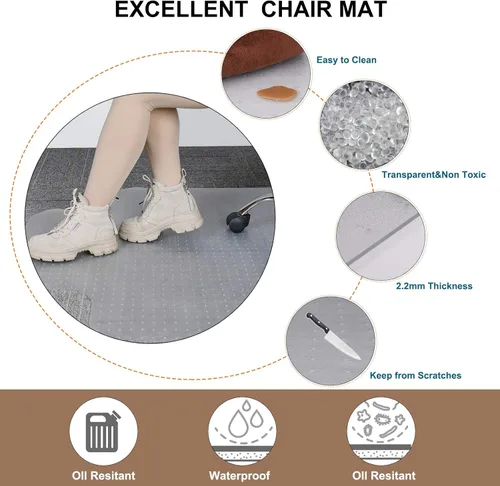 Miniatura 3 de Tapete para silla de piso de pelo bajo para oficina y uso doméstico, grueso y resistente, transparente, para alfombras, tamaño 36 x 48 pulgadas