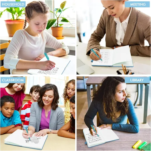Miniatura 6 de feela Paquete de 5 Cuadernos Diarios a Granel, Diarios Clásicos de Tapa Dura con Líneas Rayadas con Portabolígrafos para Mujeres y Niñas, 5 azul