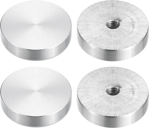 Miniatura 30 de uxcell M6 Rosca 0.787 in de diámetro de forma redonda de aluminio disco hardware 1pcs, aluminio círculo disco vidrio adaptador superior para mesa