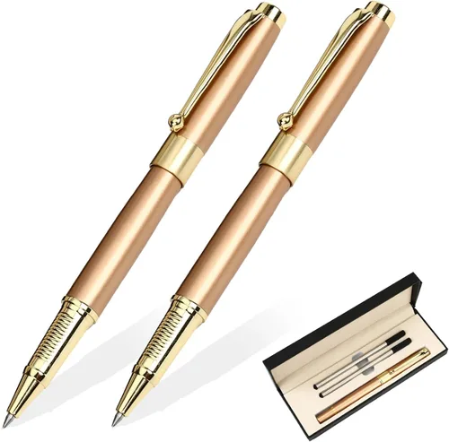 Miniatura 12 de YIVONKA - Bolígrafo de bola recarga negra, lujoso bolígrafo de línea de 0.5mm, el mejor set de regalo de bolígrafo para hombres y mujeres Dorado