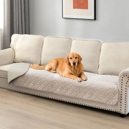 Miniatura 9 de Ameritex Funda de sofá impermeable para asientos, funda de sofá para perros, funda de sofá para mascotas, funda de terciopelo para silla, sofá Beige