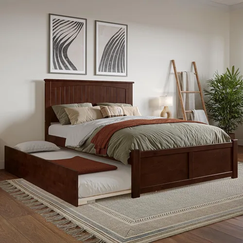 Miniatura 24 de AFI Nantucket - Cama de plataforma tamaño King con estribo y cama nido individual XL en color gris