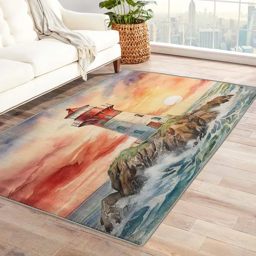 Miniatura 19 de Alfombra retro y decoración del hogar, alfombra lavable de 2 x 3 a 70 segundos, para entrada, sala de estar, dormitorio, tapete antideslizante