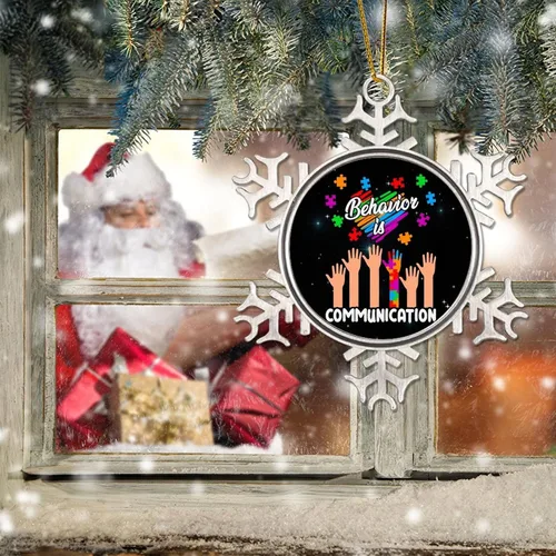 Miniatura 6 de Adornos de decoración de árbol, Comportamiento es comunicación, adornos para autismo, decoraciones de conciencia sobre el autismo, decoraciones