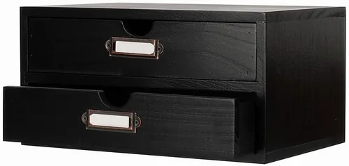 Miniatura 22 de Caja de almacenamiento de madera, organizador de escritorio rústico con 3 cajones, accesorios de escritorio de oficina, estante grande