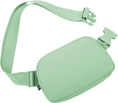 Mini riñonera con correa ajustable para correr, viajar, senderismo, entrenamiento para mujer, Verde, Color simple