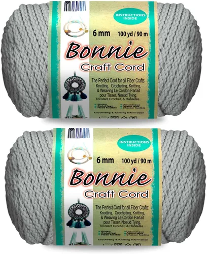 Miniatura 36 de Pepperell Bonnie Cordón de macramé trenzado 6mm x 100 yardas Rojo (Paquete de 2 valores) Cordón de polipropileno trenzado para manualidades DIY