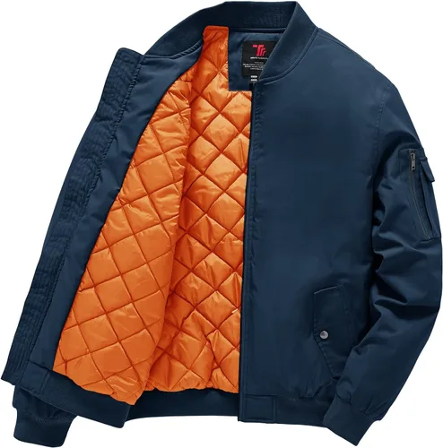 Miniatura 14 de Gopune - Chaqueta bomber para hombre, cortaviento, cálida, resistente al agua, rompevientos, abrigo de invierno, chaquetas acolchadas