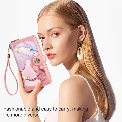 Miniatura 7 de Billeteras para mujer con múltiples tarjetero, cartera de embrague, tarjetero, organizador de tarjetas para mujer con correa para la muñeca
