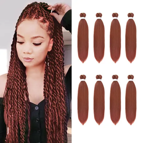 Miniatura 59 de 8 paquetes de extensiones preestiradas - 16 pulgadas de cabello trenzado premium, 55G/paquete, sin picazón, fijación en agua caliente, textura Perm