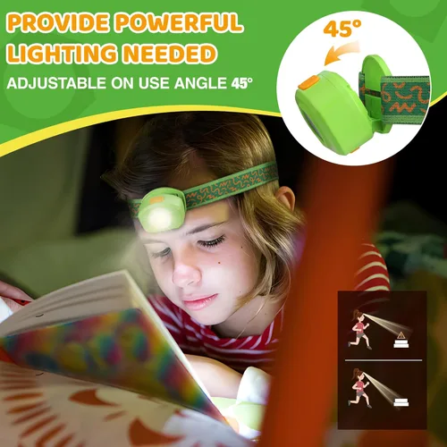 Miniatura 4 de EverBrite Linterna frontal LED recargable para niños con modo RGB y diadema ajustable, 3 modos multicolor para niños, lámpara de cabeza brillante
