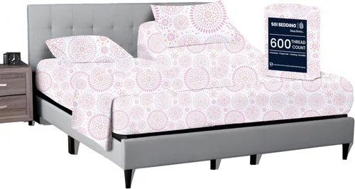 Miniatura 15 de SGI bedding Juego de sábanas King de 36 pulgadas, 100 % algodón egipcio, sábanas ajustables de 600 hilos, juego de sábanas ajustables de 4 piezas