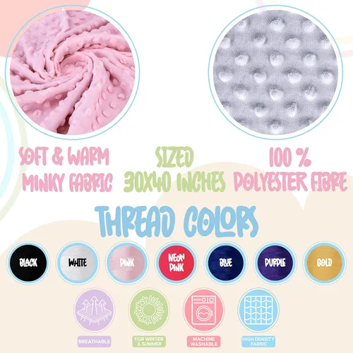 Miniatura 4 de Manta de bebé personalizada de Minky con nombre, icono, 2 colores, 15 iconos, 7 fuentes, manta suave y sedosa de puntos de doble cara para baby
