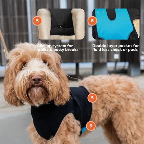 Miniatura 6 de Traje de recuperación Suitical para perros, de color negro, XXS, Negro