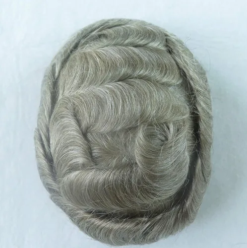 Miniatura 23 de Super Natural Mens Hair Piece 100 Cabello humano indetectable Mens Toupee Hair Systems Ultra Thin Skin V Looped Hair #10R WXL=8X10