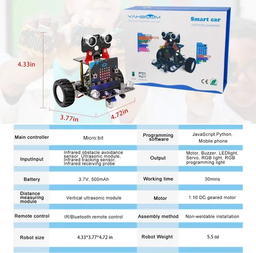 Miniatura 6 de Yahboom Microbit V2 Coding Smart Robotics Toys DIY STEM Science Education RC Kit de coche para niños de 10 años en adelante, compatible con BBC