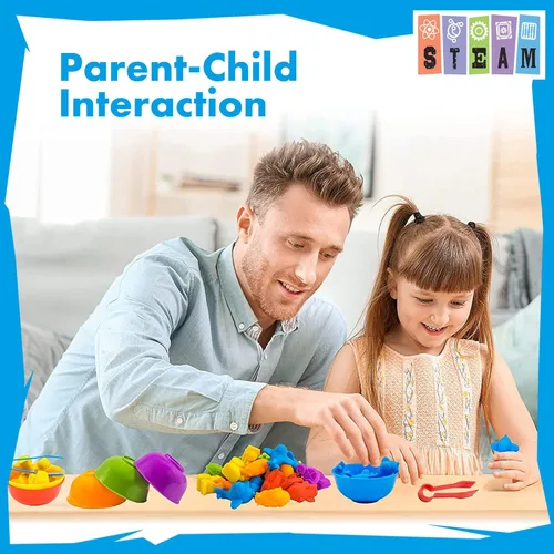 Miniatura 5 de UNIQUE KIDS Juego educativo de aprendizaje de conteo con tazas de clasificación – Divertido juego de clasificación de colores y entrenamiento