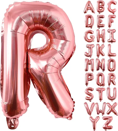 Lovoir Globos grandes de 40 pulgadas de oro rosa de la letra R de gran tamaño, globo de helio de aluminio de Mylar para decoración de fiesta de