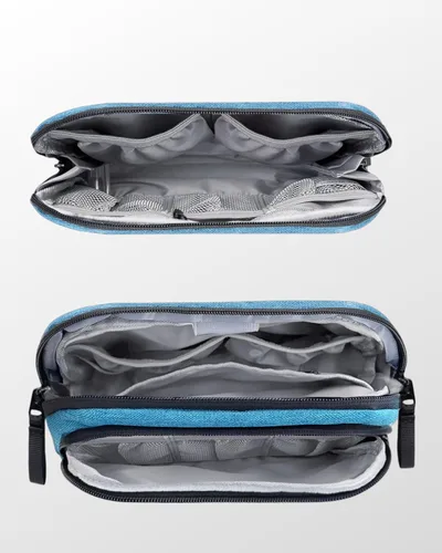 Miniatura 5 de Estuche organizador portátil de electrónica de viaje, organizador técnico de doble capa, bolsa de almacenamiento de cargador todo en uno para cable