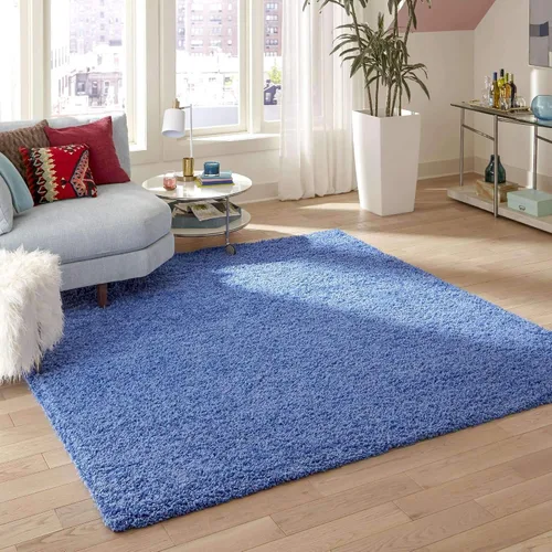 Miniatura 86 de Unique Loom Zuniga Solid Shag Collection alfombra moderna de felpa negra de área (7' 0 x 10' 0)