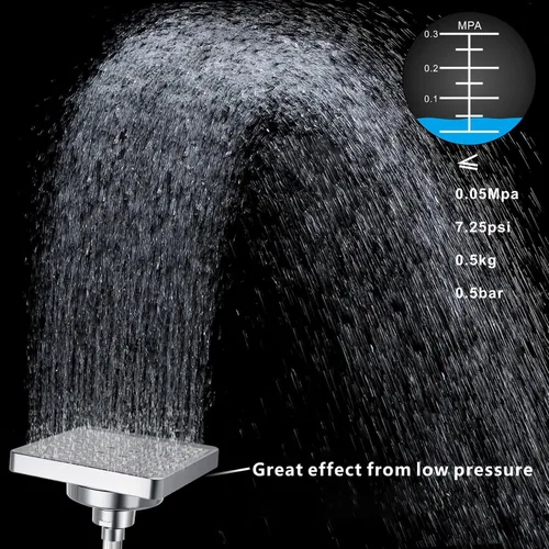 Miniatura 2 de Cabezal de ducha de lluvia de alta presión con filtrado, filtro cuadrado de 6 pulgadas para eliminar el cloro y sustancias nocivas, mejorar los Cromo