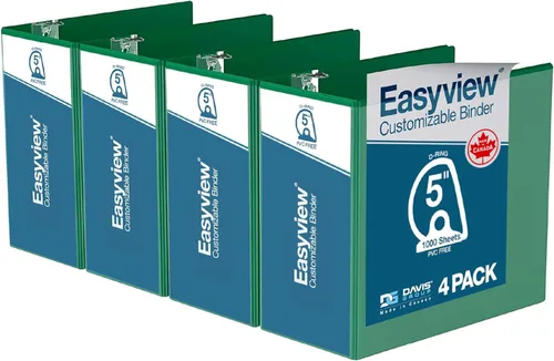 Miniatura 8 de Easyview - Carpetas prémium de 3 anillas con cubiertas transparentes y anillos en D, carpetas para escuela u oficina, 5 pulgadas, paquete de 4