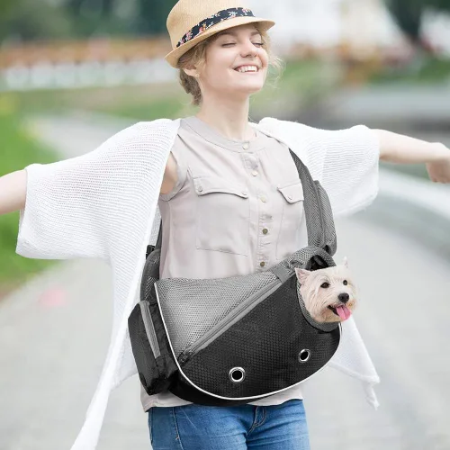 Miniatura 5 de PetAmi Transportador de Eslinga para Perros Pequeños, Bolso Transportador de Eslinga para Cachorros, Bolsas para Perros para Viajar, Bolsa
