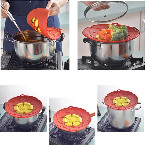 Miniatura 6 de 1 paquete de tapa de tapón antiderrames y tapa de tapón de desbordamiento para sartenes y ollas para hervir, protección contra derrames y aberturas
