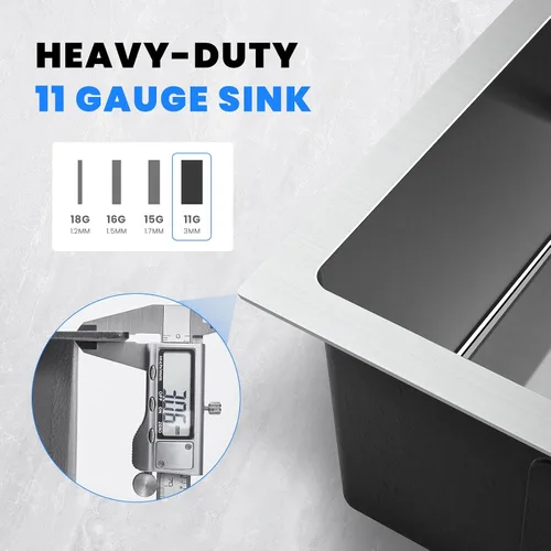 Miniatura 3 de POPFLY Fregadero de cocina de 20×16 pulgadas con caída, fregadero de cocina de acero inoxidable calibre 18 sobremontado de un solo cuenco, pequeño