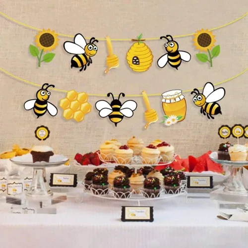 Miniatura 3 de Banner de abeja para jardín, suministros de fiesta, baby shower, decoración de hadas de abejorros para niñas, niños, adultos, hogar, aula, escuela