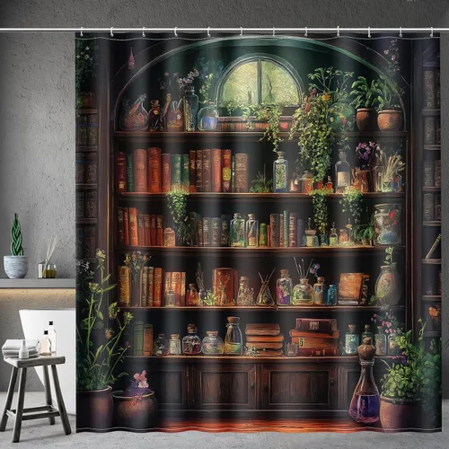 Miniatura 8 de Aimego Cortina de Ducha Pequeña para Cabina - Lindo Hongo Retro Boho Floral de los Años 70 Planta Funky Groovy Flores Hippie Estrecha Media Tela