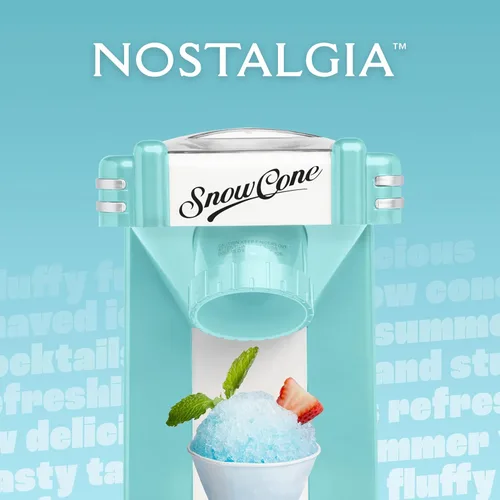 Miniatura 7 de Nostalgia Máquina de cono de nieve retro – Tamaño de encimera de una sola porción – Máquina de hielo afeitado para conos de nieve, granizados