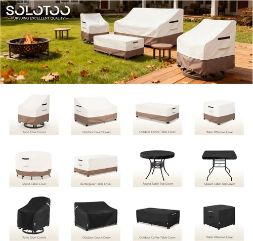 Miniatura 2 de Fundas para Muebles de Exterior Impermeables Funda para Sofá de Exterior de 3 Plazas, 79 pulgadas de ancho x 38 pulgadas de profundidad x 35 2-Beige