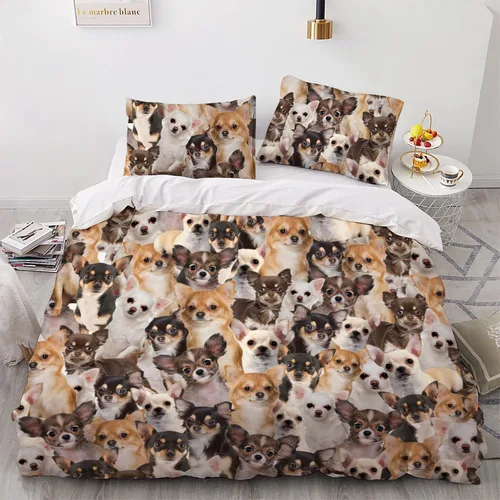 Miniatura 14 de Airedale Terrier - Juego de funda de edredón con estampado de cara de perro, juego de ropa de cama de 3 piezas, juego de funda de edredón suave