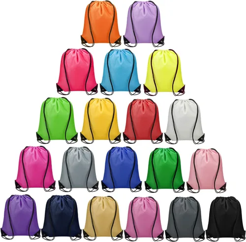 Vorspack 20 bolsas con cordón a granel, mochila con cordón para regalo, bricolaje, fiesta, gimnasio, viaje, 20 colores