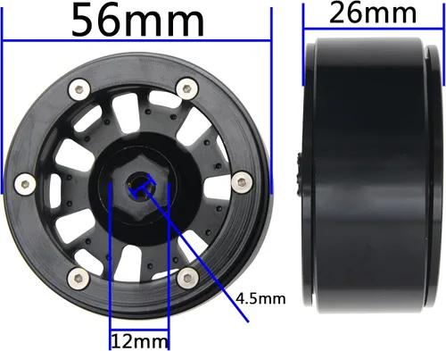 Miniatura 9 de ShareGoo - Llantas de metal Beadlock de 1.9 pulgadas, cubos hexagonales de 0.472 in, 10 radios compatibles con Traxxas TRX4 Axial SCX10 RC4WD D90