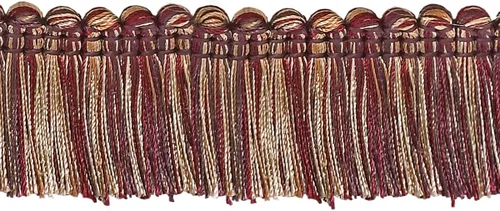 Miniatura 5 de DÉCOPRO Colección Imperial de 1 1/2" (3.5cm) Borde de flecos # 0150IB, rosa de verano #3549 (rosa claro, marfil blanco, verde azul) paquete de 5