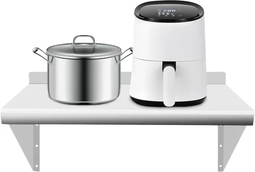 Miniatura 5 de Estante de acero inoxidable para montaje en pared, estante de metal resistente, estantería comercial, estante flotante para cocina, restaurante