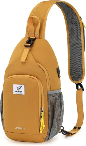 SKYSPER - Mochila cruzada con bloqueo RFID, mochila de bandolera, mochila para el hombro y el pecho, mochila de viaje y senderismo, para mujeres y