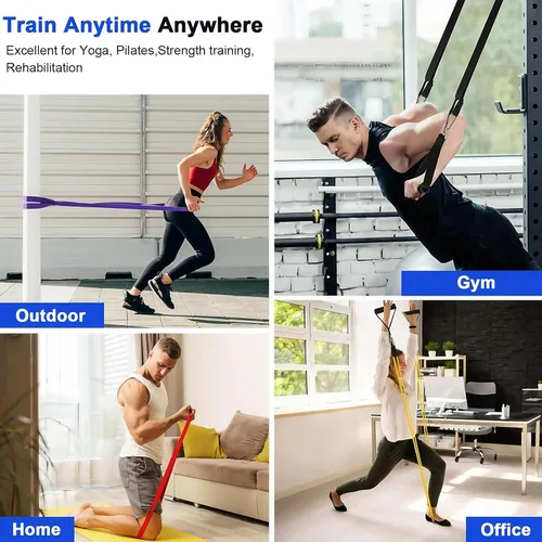 Miniatura 5 de Juego de Bandas de Resistencia Pull Up para Entrenamiento, 8 PC Bandas de Ejercicio Largas y Bandas de Tela para Glúteos para Entrenamiento