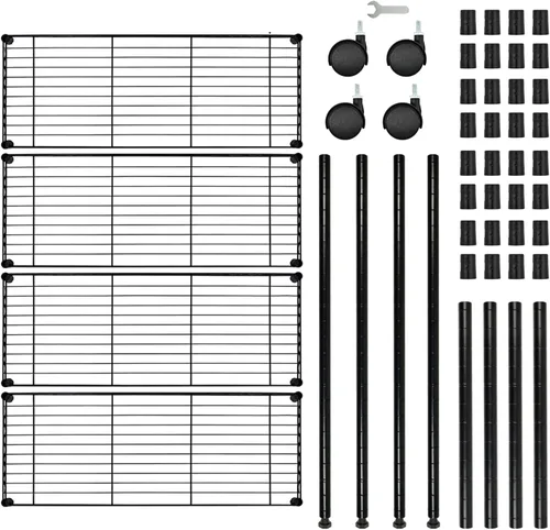 Miniatura 6 de Simple Deluxe Estantería de almacenamiento resistente de 4 niveles, 35.83 pulgadas de ancho x 13.98 pulgadas de profundidad x 55.91 pulgadas de Negro