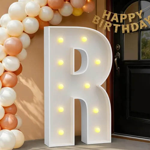 Miniatura 37 de IMPRSV Letras de mosaico iluminadas de marquesina, 4 pies para globos y fiestas, decoración de kit de arco
