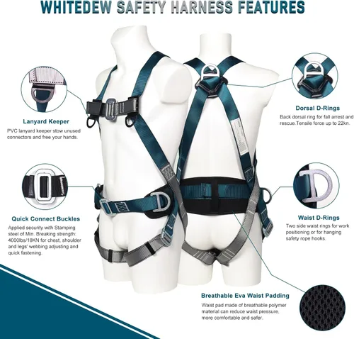 Miniatura 2 de Kit de protección contra caídas de arnés de seguridad con cordón de absorción de golpes, arneses de trabajo para techos, arnés de seguridad